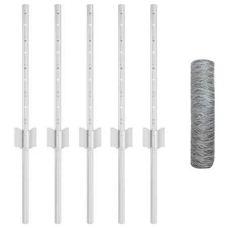 Poste de cerca 5 pcs U-Channel 40 cm Acero Galvanizado, Cerca Hexagonal 0.4 x 10 m Acero Galvanizado | Foro24.es | Tu tienda online para hogar, jardín y más Foro24.es