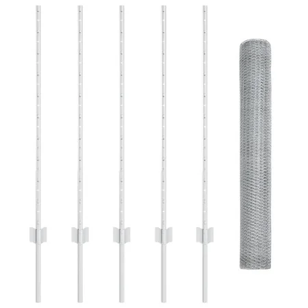 Postes de Cerca 10 pcs U-Channel 100 cm Acero Galvanizado, Cerca Hexagonal 1x10 m Acero Galvanizado | Foro24.es | Tu tienda online para hogar, jardín y más Foro24.es