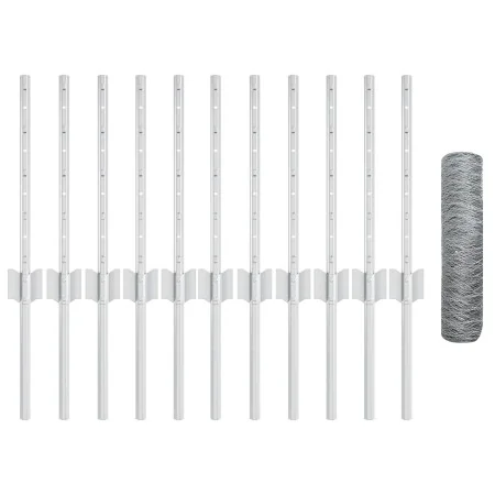 Postes de Cerca 11 pcs U-Channel 40 cm Acero Galvanizado, Cerca Hexagonal 0,4x25 m Acero Galvanizado | Foro24.es | Tu tienda online para hogar, jardín y más Foro24.es
