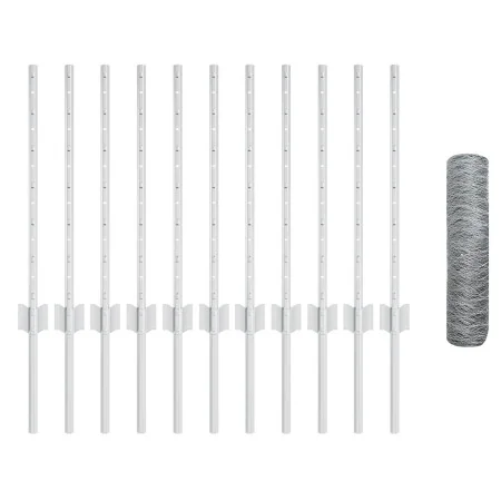 Postes de Cerca 11 pcs U-Channel 60 cm Acero Galvanizado, Cerca Hexagonal 0.6x25 m Acero Galvanizado | Foro24.es | Tu tienda online para hogar, jardín y más Foro24.es