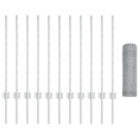 Postes de Valla 11 pcs U-Channel 80 cm Acero Galvanizado, Valla Hexagonal 0,8x25 m Acero Galvanizado | Foro24.es | Tu tienda online para hogar, jardín y más Foro24.es