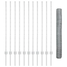 Set de Valla de Jardín 2 Piezas Acero galvanizado
