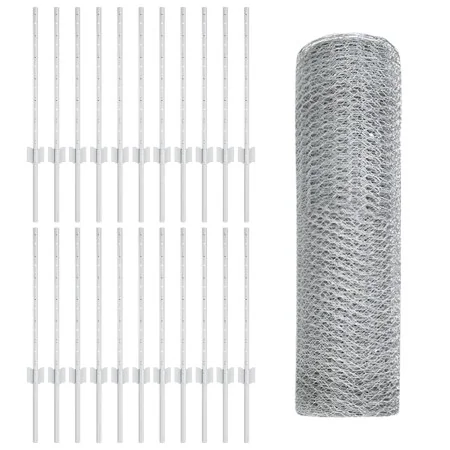 Postes de Cerca 11 pcs U-Channel 60 cm Acero Galvanizado, Cerca Hexagonal 0.6x50 m Acero Galvanizado | Foro24.es | Tu tienda online para hogar, jardín y más Foro24.es