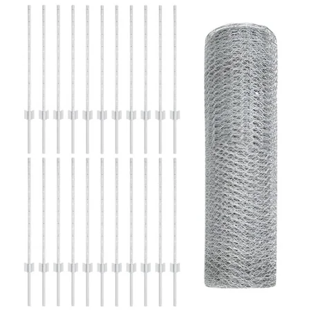 Postes de cerca 11 pcs U-Channel 80 cm Acero galvanizado, Cerca hexagonal 0.8x50 m Acero galvanizado | Foro24.es | Tu tienda online para hogar, jardín y más Foro24.es