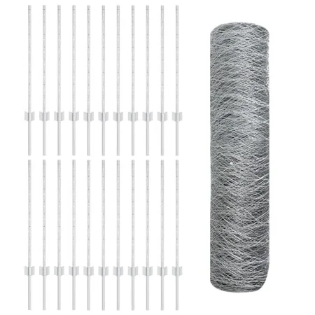 Posts de cerca 11 pcs U-Channel 80 cm Acero Galvanizado, Cerca Hexagonal 0,8x50 m Acero Galvanizado | Foro24.es | Tu tienda online para hogar, jardín y más Foro24.es