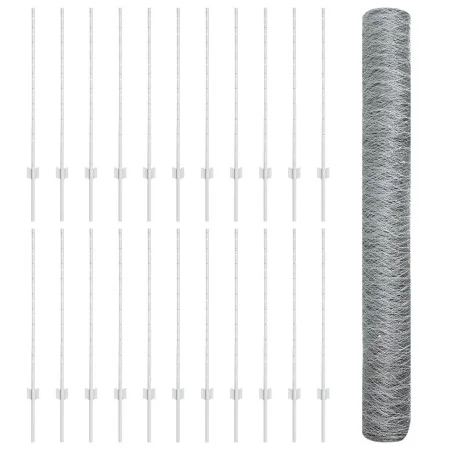 Postes de Cerca 22 pcs U-Channel 120 cm Acero Galvanizado, Cerca Hexagonal 1x50 m Acero Galvanizado | Foro24.es | Tu tienda online para hogar, jardín y más Foro24.es