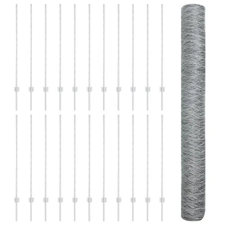 Poste de Cerca 22 pcs U-Channel 120 cm Acero Galvanizado, Cerca Hexagonal 1.2x50 m Acero Galvanizado | Foro24.es | Tu tienda online para hogar, jardín y más Foro24.es