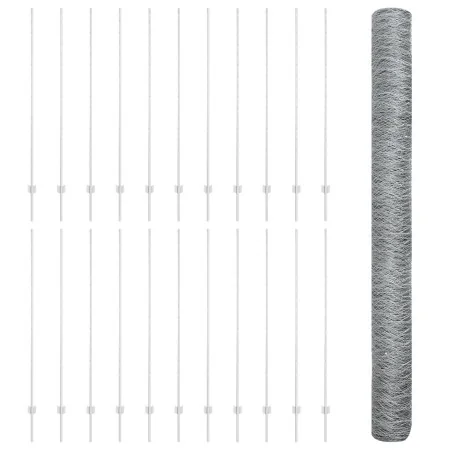 Postes de Valla 22 pcs U-Channel 160 cm Acero Galvanizado, Valla Hexagonal 1.6x50 m Acero Galvanizado | Foro24.es | Tu tienda online para hogar, jardín y más Foro24.es