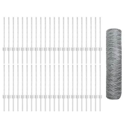 Cerca 11 pcs U-Channel 60 cm Acero Galvanizado, Cerca Hexagonal 0.5x100 m Acero Galvanizado | Foro24.es | Tu tienda online para hogar, jardín y más Foro24.es