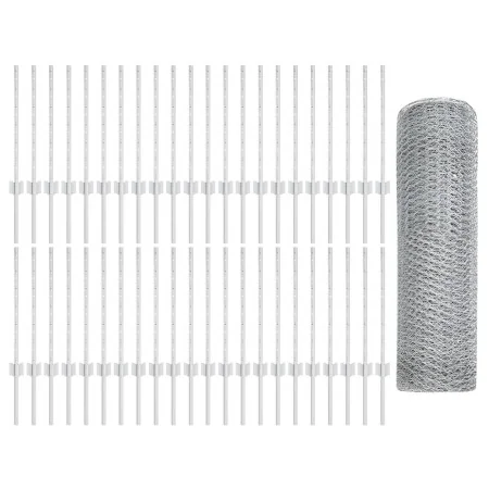 Postes de Valla 11 pcs U-Channel 60 cm Acero Galvanizado, Valla Hexagonal 0.6x100 m Acero Galvanizado | Foro24.es | Tu tienda online para hogar, jardín y más Foro24.es