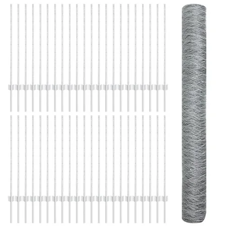 Poste de Cerca 22 pcs U-Channel 100 cm Acero Galvanizado, Cerca Hexagonal 1x100 m Acero Galvanizado | Foro24.es | Tu tienda online para hogar, jardín y más Foro24.es