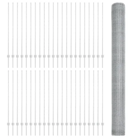 Posts de Cerca 22 pcs U-Channel 140 cm Acero Galvanizado, Cerca Hexagonal 1,4x100 m Acero Galvanizado | Foro24.es | Tu tienda online para hogar, jardín y más Foro24.es