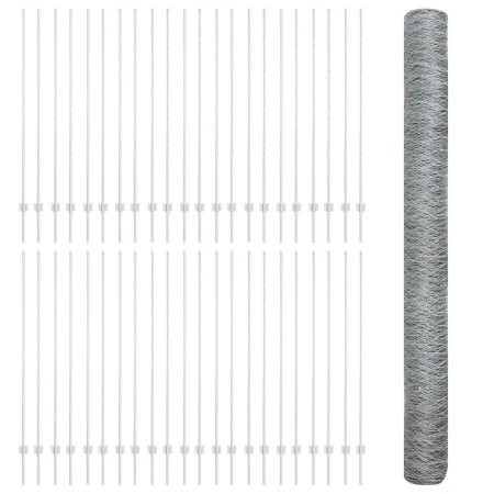 VidaXL Postes de Cerca 22 pcs Canal U 160 cm Acero Galvanizado, VidaXL Cerca Hexagonal 1.6x100 m Acero Galvanizado | Foro24.es | Tu tienda online para hogar, jardín y más Foro24.es