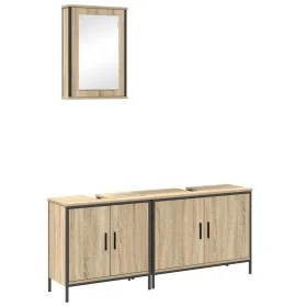 Conjunto de Muebles de Baño de 3 Piezas de Madera