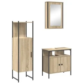 Conjunto de Muebles de Baño de 3 Piezas Roble