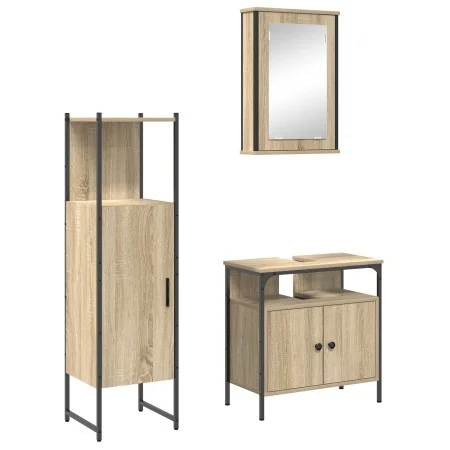 Conjunto de Muebles de Baño de 3 Piezas Roble Sonoma Madera Elaborada | Foro24.es | Tu tienda online para hogar, jardín y más Foro24.es