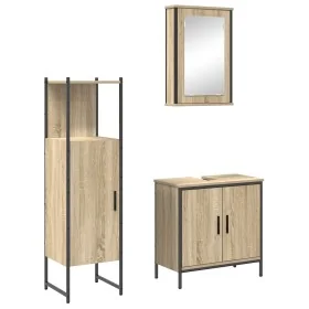 Conjunto de Muebles de Baño de 3 Piezas Roble de