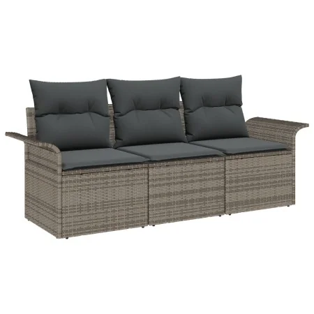 Juego de Sofá de Jardín de 3 Piezas con Cojines Gris Ratán Poliéster by , Outdoor sofas - Ref: Foro24-3345219, Price: 217,36 ...