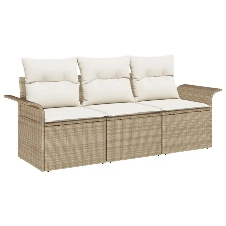 Juego de Sofás de Jardín de 3 Piezas con Cojines Beige de Ratán Poliéster by , Outdoor sofas - Ref: Foro24-3345221, Price: 22...