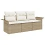 Juego de Sofás de Jardín de 3 Piezas con Cojines Beige de Ratán Poliéster by , Outdoor sofas - Ref: Foro24-3345221, Price: 22...