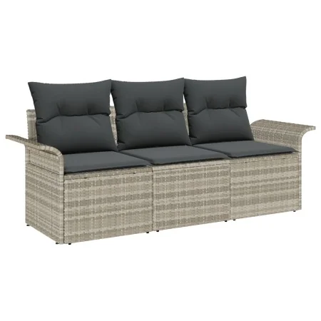 Conjunto de Sofá de Jardín de 3 Piezas con Cojines Gris Claro Poliratán | Foro24.es | Tu tienda online para hogar, jardín y más Foro24.es