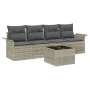 Set de Sofá de Jardín de 5 Piezas con Cojines Gris Claro de Poliratán | Foro24.es | Tu tienda online para hogar, jardín y más Foro24.es