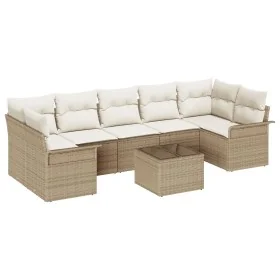 Juego de Sofá de Jardín de 8 Piezas con Cojines de Ratán Poliéster Beige by , Outdoor sofas - Ref: Foro24-3345281, Price: 568...