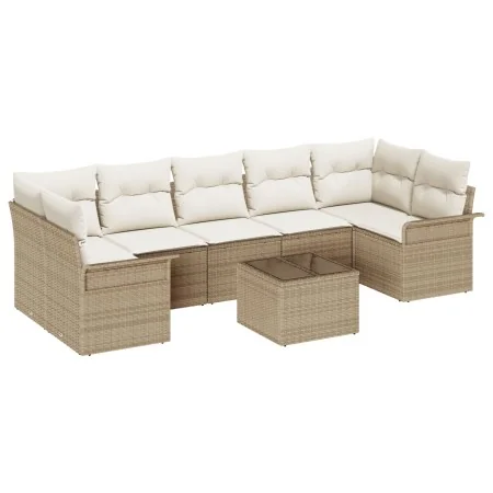 Juego de Sofá de Jardín de 8 Piezas con Cojines de Ratán Poliéster Beige by , Outdoor sofas - Ref: Foro24-3345281, Price: 568...