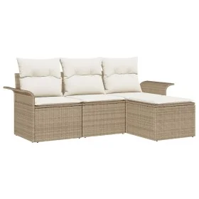 Conjunto de Sofá de Jardín de 4 Piezas con Cojines Beige Poliratán von , Outdoor-Sofas - Ref: Foro24-3345311, Preis: 282,11 €...