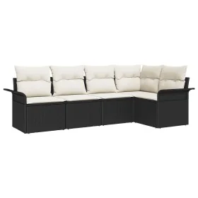 Conjunto de sofá de 5 piezas con cojines Negro