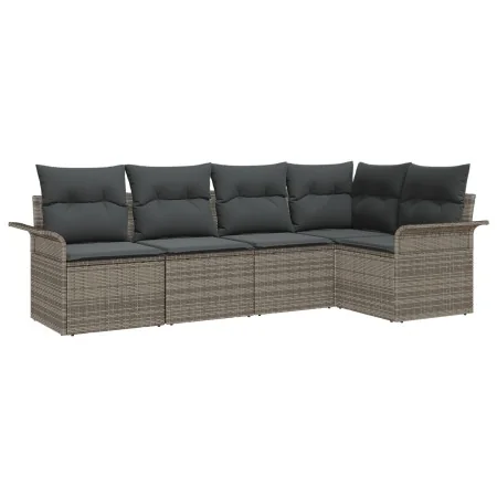 Juego de Sofá de Jardín de 5 Piezas con Cojines Gris Ratán Sintético by , Outdoor sofas - Ref: Foro24-3345359, Price: 339,41 ...