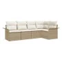 Juego de Sofás de Jardín de 5 Piezas con Cojines Beige Ratán Polimérico by , Outdoor sofas - Ref: Foro24-3345361, Price: 378,...