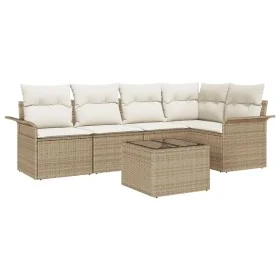 Conjunto de Sofá de Jardín de 6 Piezas con Cojines de Ratán Poliéster Marrón by , Outdoor sofas - Ref: Foro24-3345371, Price:...