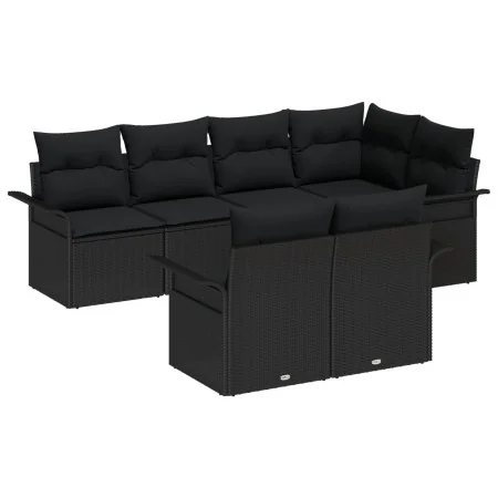 Conjunto de Sofás de Jardín de 7 Piezas con Cojines Negro de Poliratán | Foro24.es | Tu tienda online para hogar, jardín y más Foro24.es