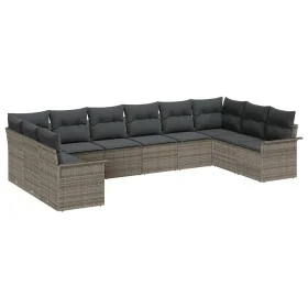 Conjunto de Sofá de Jardín de 10 Piezas con Cojines Gris Ratán Poliéster von , Outdoor-Sofas - Ref: Foro24-3345539, Preis: 62...