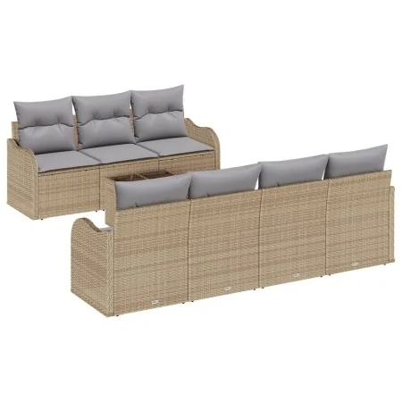Conjunto de Sofá de Jardín de 8 Piezas con Cojines Beige Poliratán, Sofá de Jardín de 2 Plazas con Cojines Beige Poliratán | Foro24.es | Tu tienda online para hogar, jardín y más Foro24.es