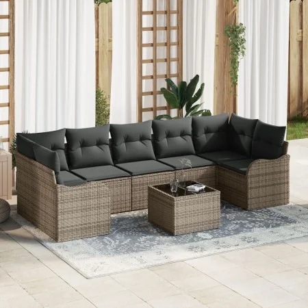 Juego de Sofá de Jardín de 8 Piezas con Cojines Gris Poliratán, Sofá de Jardín de 2 Plazas con Cojines Gris Poliratán | Foro24.es | Tu tienda online para hogar, jardín y más Foro24.es