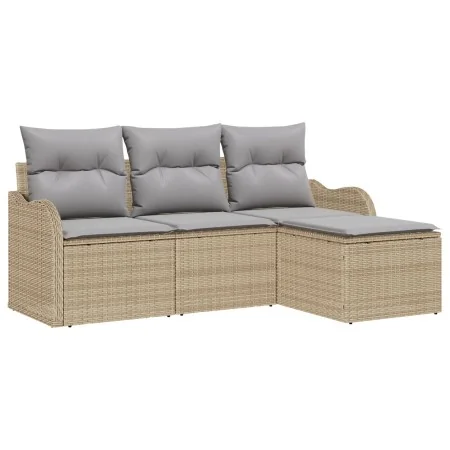 Conjunto de Sofá de Jardín de 4 Piezas con Almohadas Beige Ratán PE, Sofá de Jardín de 2 Plazas con Almohadas Beige Ratán PE | Foro24.es | Tu tienda online para hogar, jardín y más Foro24.es
