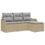 Conjunto de Sofá de Jardín de 4 Piezas con Almohadas Beige Ratán PE, Sofá de Jardín de 2 Plazas con Almohadas Beige Ratán PE | Foro24.es | Tu tienda online para hogar, jardín y más Foro24.es