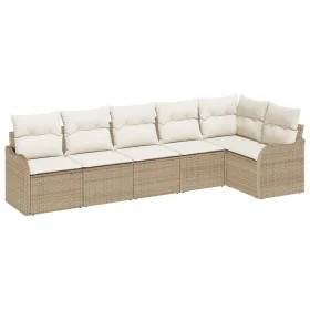 Sofá de Jardín de 6 Piezas con Cojines Ratán Beige, Sofá de Jardín de 2 Plazas con Cojines Ratán Beige by , Outdoor sofas - R...