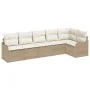Sofá de Jardín de 6 Piezas con Cojines Ratán Beige, Sofá de Jardín de 2 Plazas con Cojines Ratán Beige by , Outdoor sofas - R...