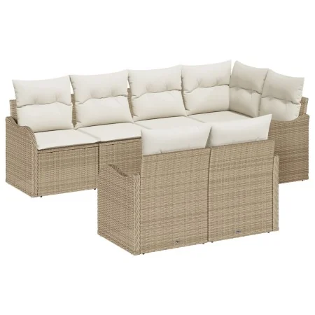 Conjunto de Sofás de Jardín de 7 Piezas con Cojines Beige Poliratán, Sofá de Jardín de 2 Plazas con Cojines Beige Poliratán | Foro24.es | Tu tienda online para hogar, jardín y más Foro24.es