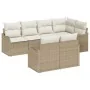 Conjunto de Sofás de Jardín de 7 Piezas con Cojines Beige Poliratán, Sofá de Jardín de 2 Plazas con Cojines Beige Poliratán | Foro24.es | Tu tienda online para hogar, jardín y más Foro24.es