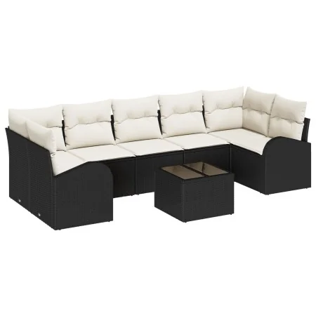 Conjunto de Sofá de Jardín de 8 Piezas con Cojines Negro Poliratán by , Outdoor sofas - Ref: Foro24-3345957, Price: 525,76 €,...