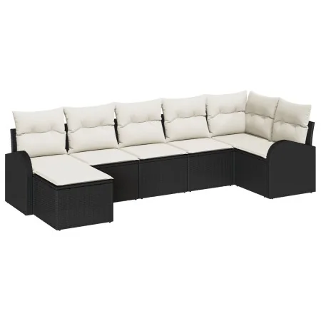 Juego de Sofá de Jardín de 7 Piezas con Cojines en Poliratán Negro by , Outdoor sofas - Ref: Foro24-3346127, Price: 434,40 €,...