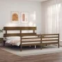 Honey brown solid wood bed frame and headboard 200x200 cm by vidaXL, Beds and slatted bases - Ref: Foro24-3195114, Price: 168...