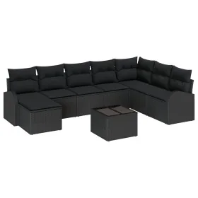 Set de Sofá de Jardín de 9 Piezas con Cojines