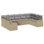 Conjunto de Sofá de Jardín de 9 Piezas con Cojines Beige Ratán Poliéster | Foro24.es | Tu tienda online para hogar, jardín y más Foro24.es