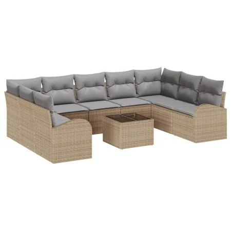 Juego de Sofá de Jardín de 10 Piezas con Cojines Negros de Rattan | Foro24.es | Tu tienda online para hogar, jardín y más Foro24.es