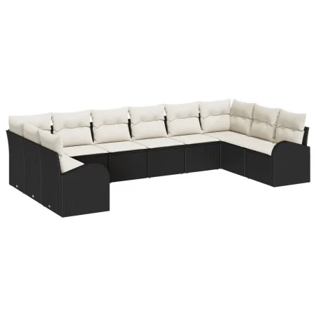 Juego de Sofá de Jardín de 10 Piezas con Cojines Poliratán Negro von , Outdoor-Sofas - Ref: Foro24-3346217, Preis: 620,44 €, ...